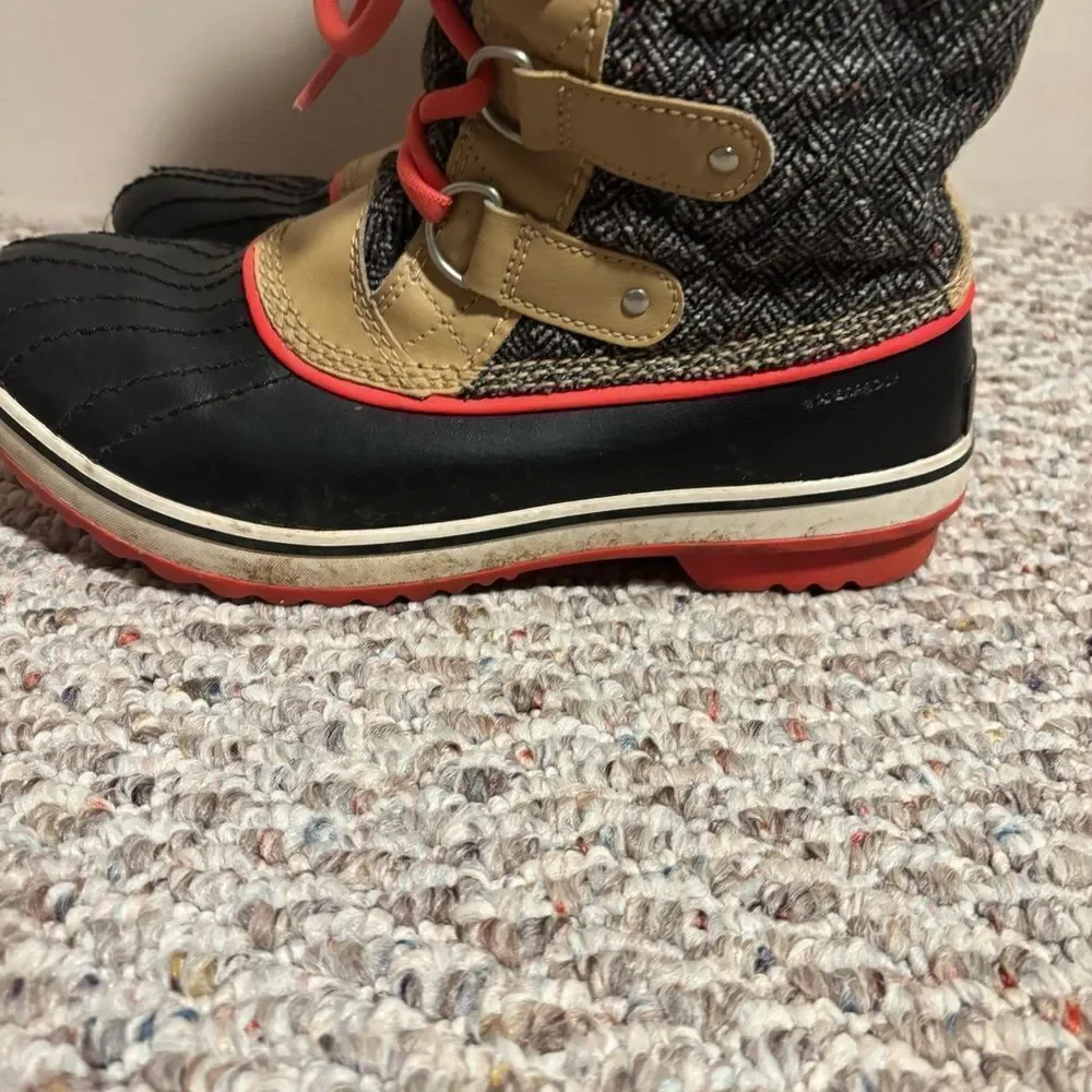 Sorel Tofino Brown Cordovan Herringbone Waterproof Winter Tall Boots- Size 8